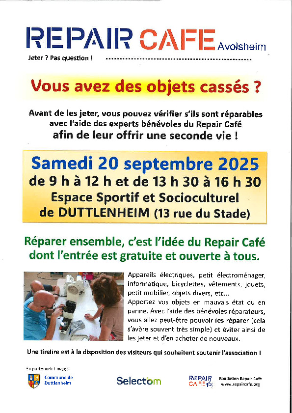 REPAIRE CAFE SEPTEMBRE 2025