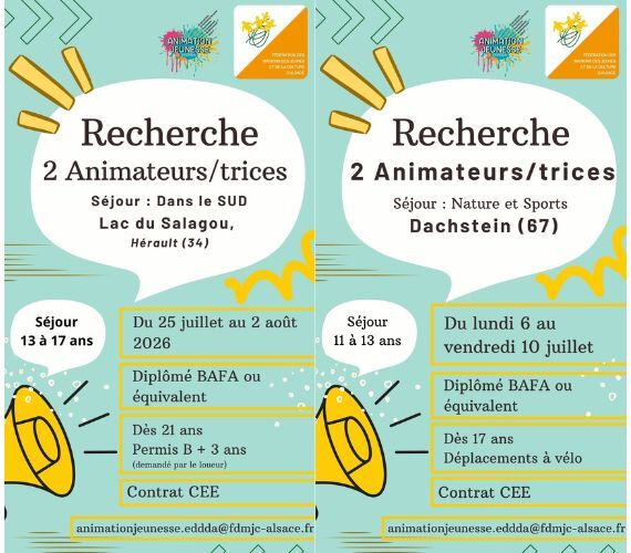 Animation Jeunesse : recrutement animateurs/trices - Été 2026