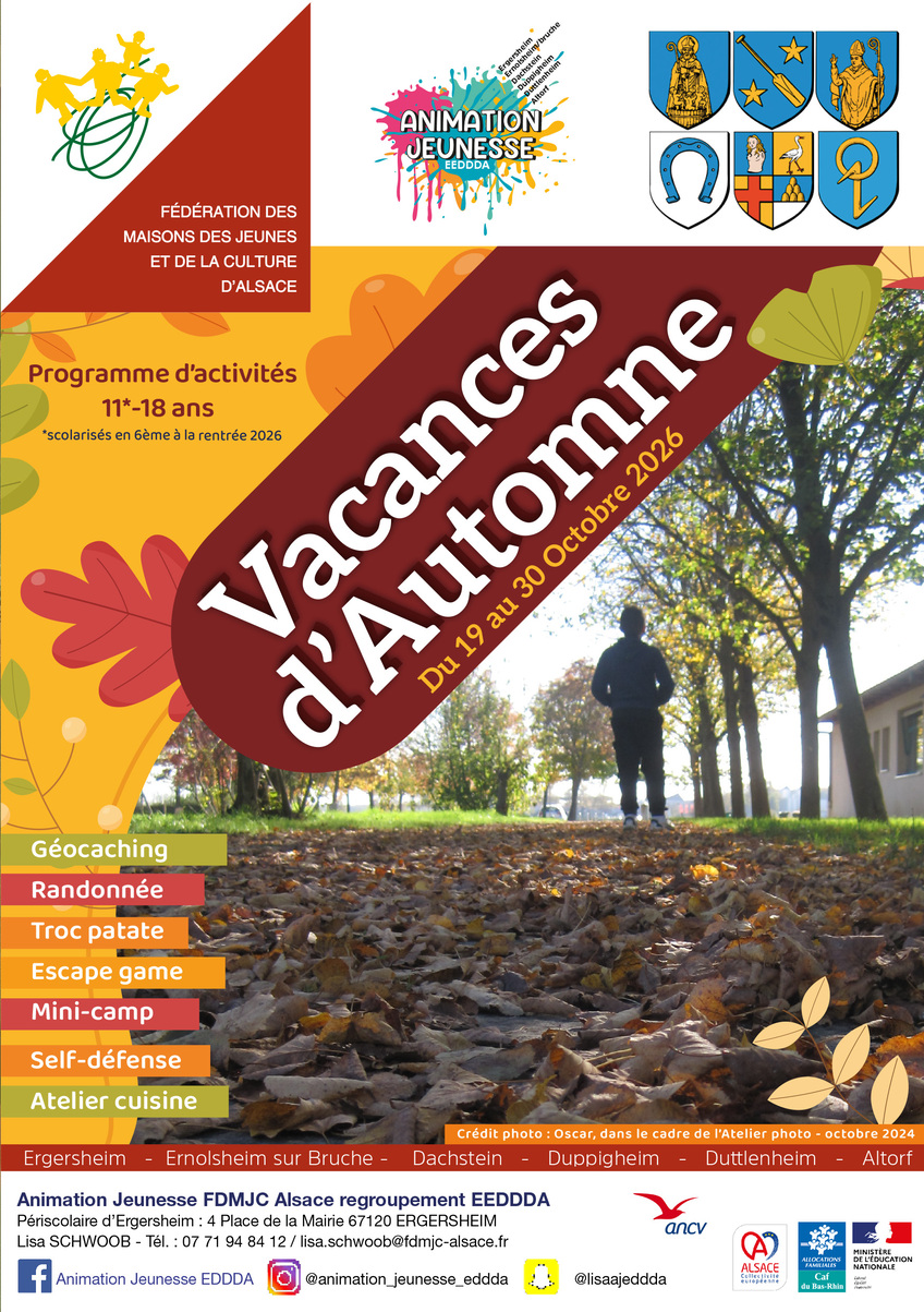 Programme des activités des vacances d'automne 2026 FDMJC